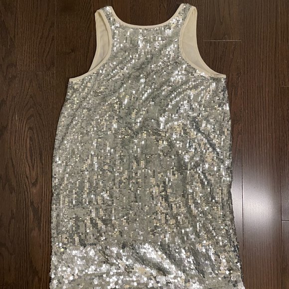 Club Monaco Silver Sequin Mini Sheath Dress - Picture 4 of 15